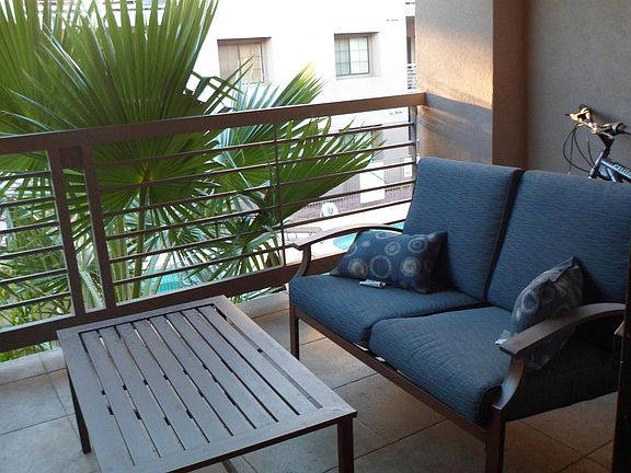 Patio overlooking the pool