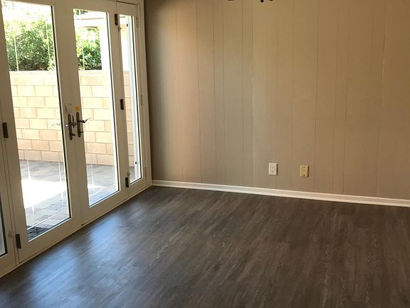 Dining area with French doors leading to back yard