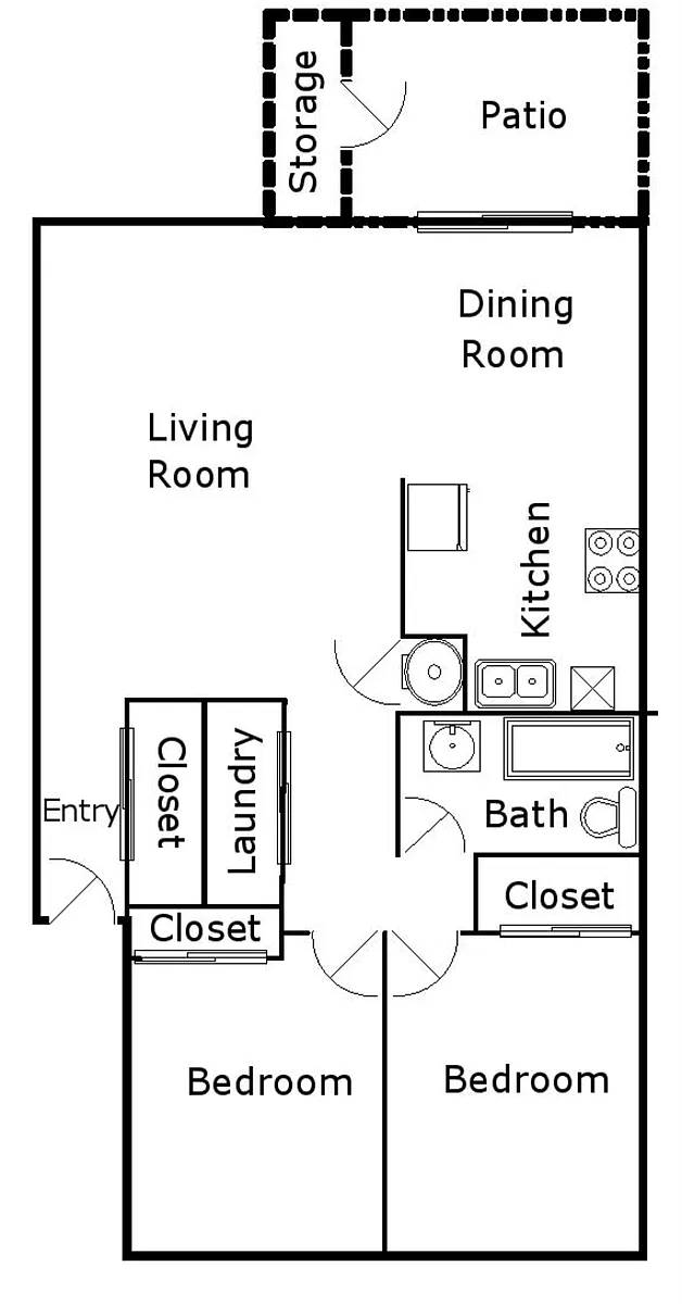 Floor plan Two Bedroom B with Den