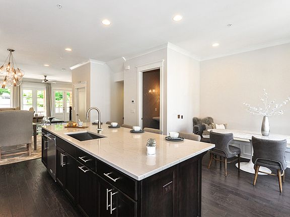 Open kitchen with views into dining room