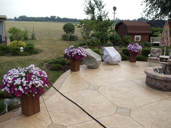 gigantic stamped patio