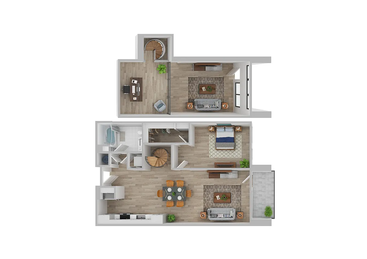 Floor plan One Bedroom Loft