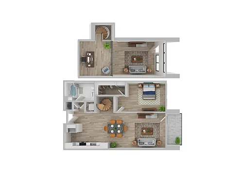 Floor plan One Bedroom Loft