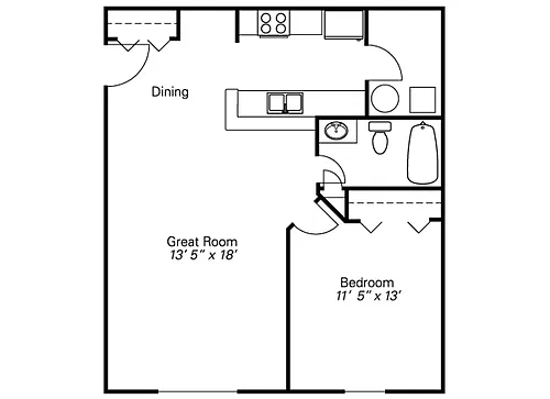 Floor plan 1 Bedroom 2nd Floor