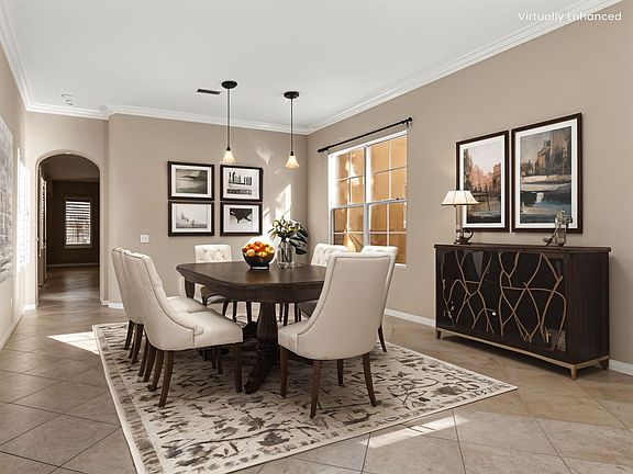 Front dining room with pendant lighting