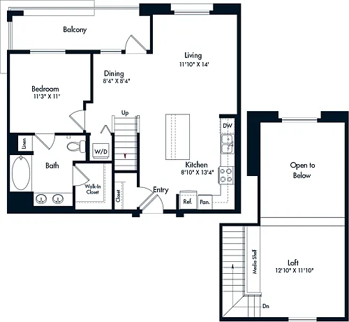Floor plan 1 Bed- U21 Loft 961