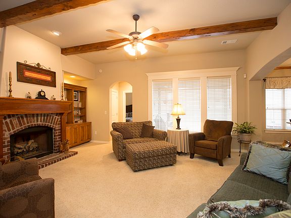 Open Family Room with Rustic Beams