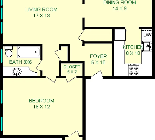Rankin One Bedroom Floorplan Rankin One Bedroom Floorplan