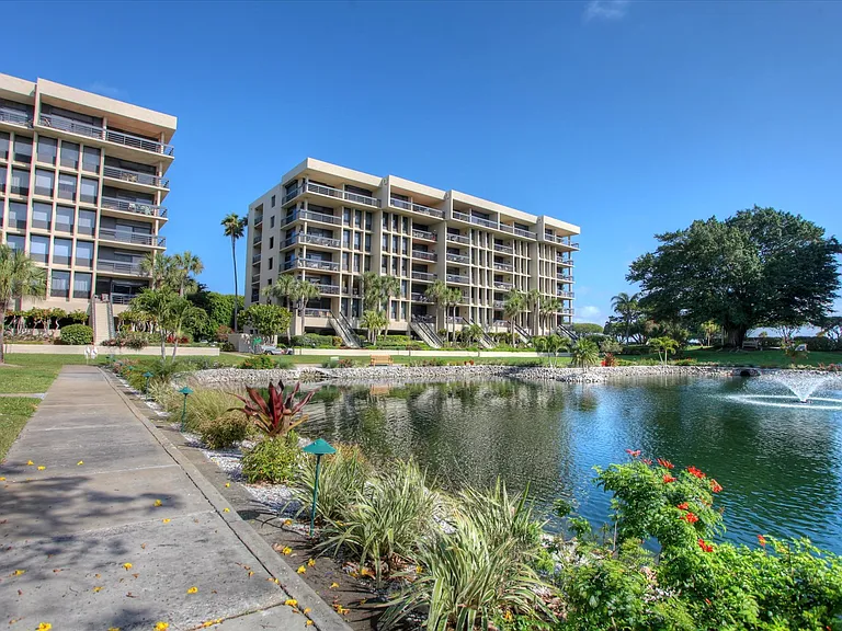 Trails and landscaped grounds with pond