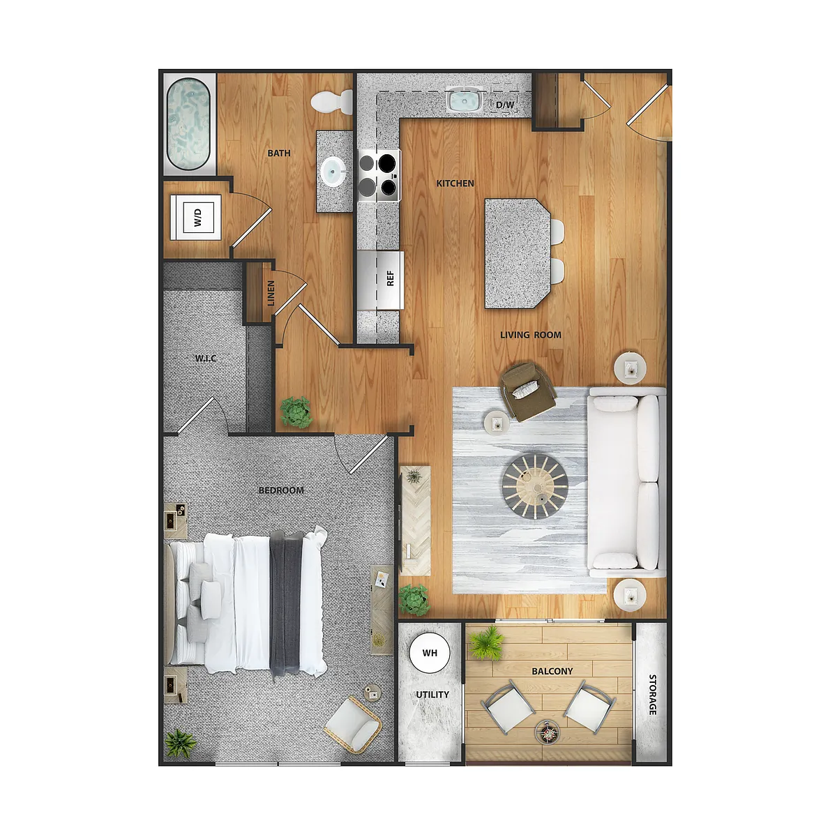 Floor plan 1 Bedroom, 1 Bathroom