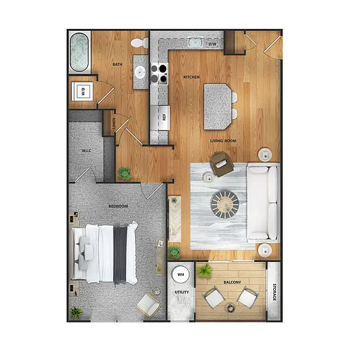 Floor plan 1 Bedroom, 1 Bathroom