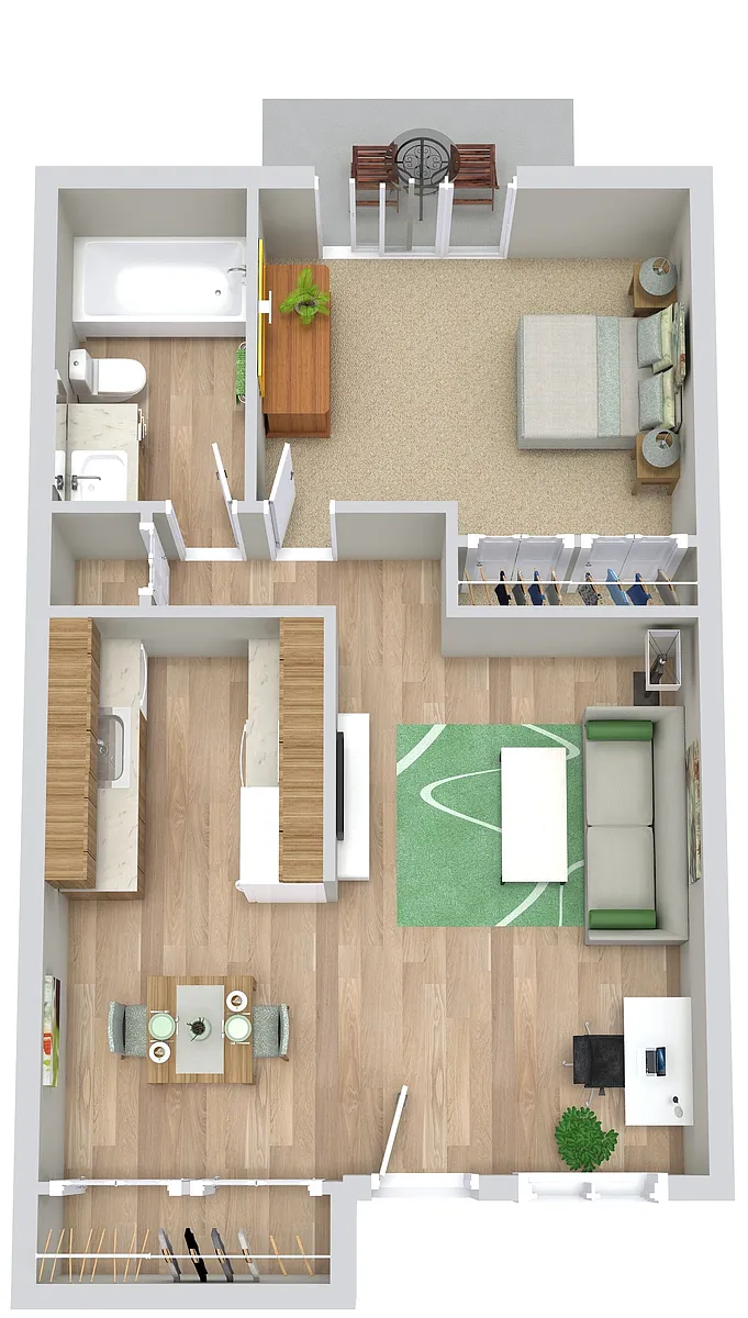Floor plan 1 Bed | 1 Bath