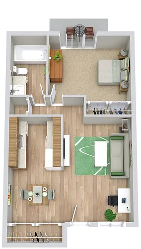 Floor plan 1 Bed | 1 Bath
