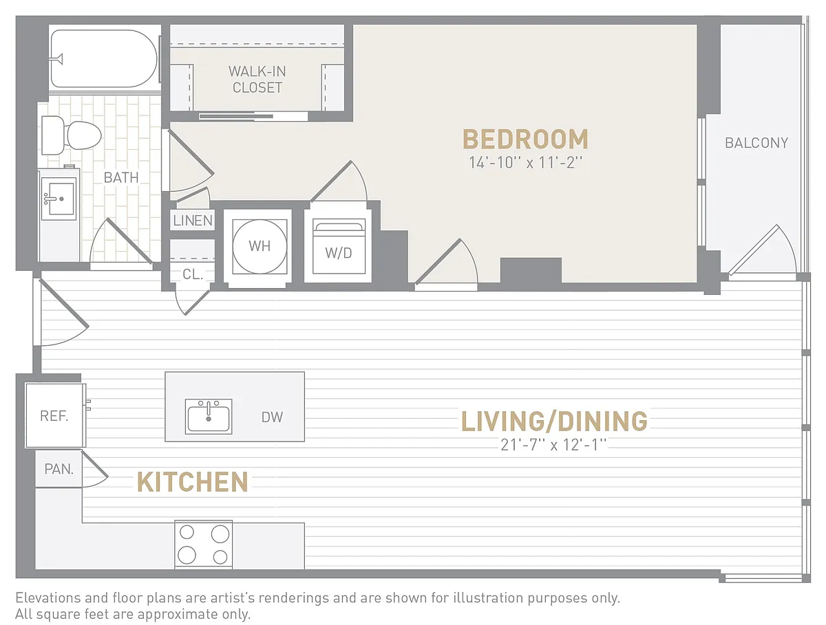 Floor plan 1 Bed 1 Bath-A01a