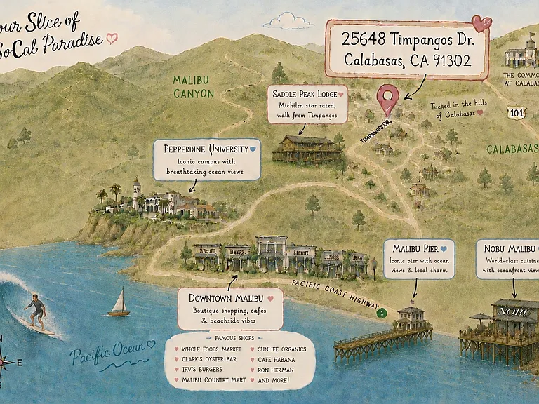 Walk to Michelin Star awarded Saddle Peak Lodge, or fewer than 10 min. drive to other world class ammenities
