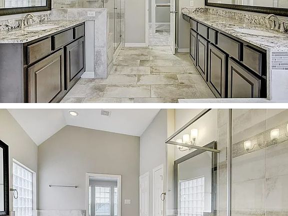 Primary bathroom- double vanity. Whirlpool tub and separate shower