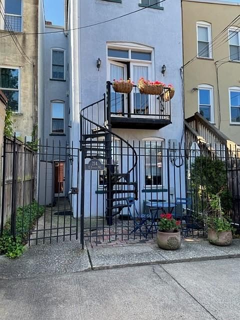 Main entrance to apartment, ground level (rear of 214 E St NE, Capitol Court)