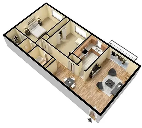 Floor plan 2 Bed 1.5 Bath