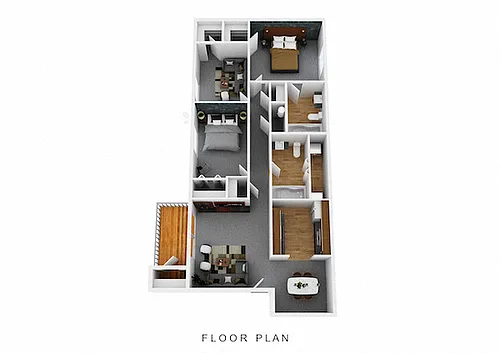 Floor plan Three Bed Two Full Bath