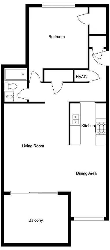 Floor plan 1 Bedroom 1 Bath
