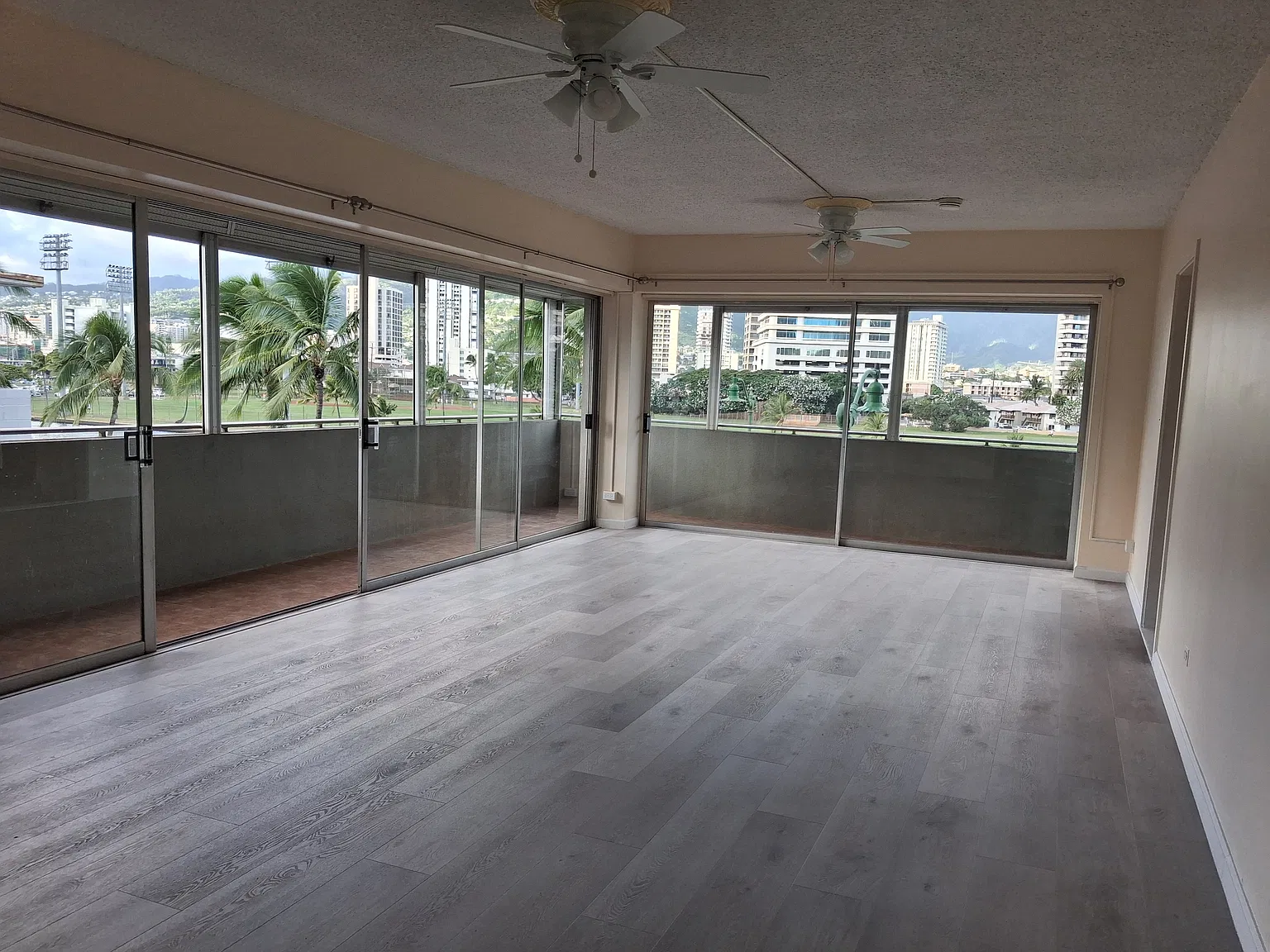 Living room full view with lanai