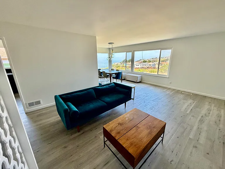 Living Room and Dining Room with Views to Ocean (you can see whales from here!)