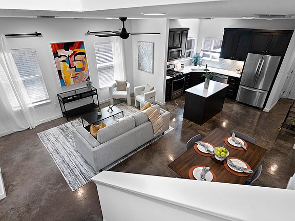 Overhead view from the stairs