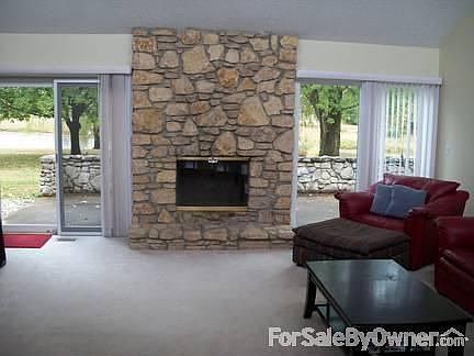 Great room with real stone fireplace