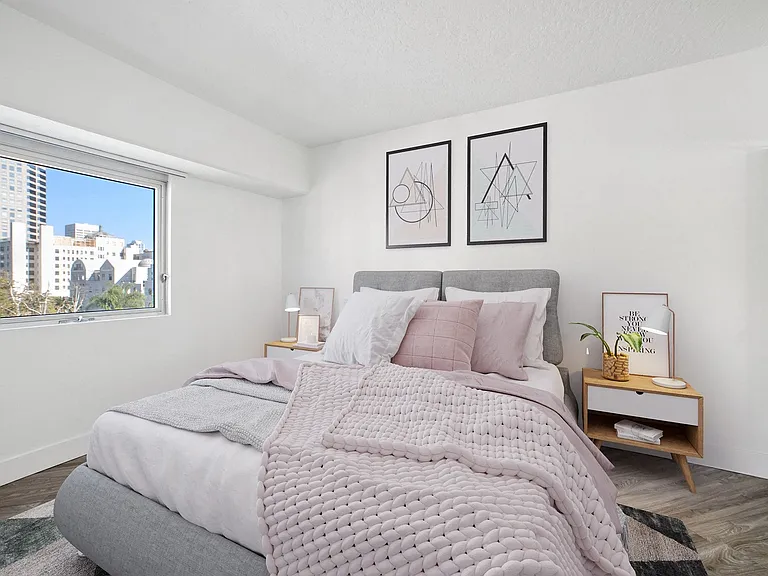 Enjoy city views from your bedroom