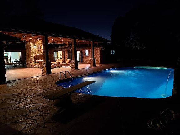 swimming pool at night