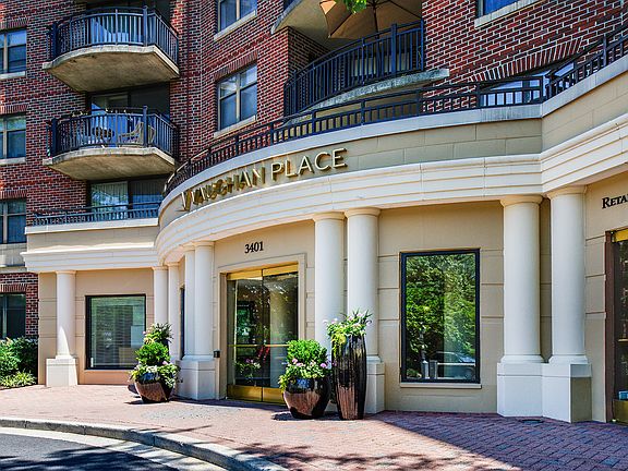 Exterior of Vaughan Place and front entrance to the leasing center