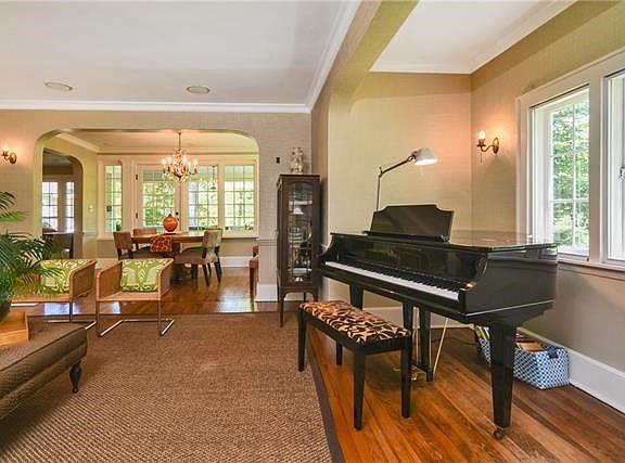 Living room with music alcove