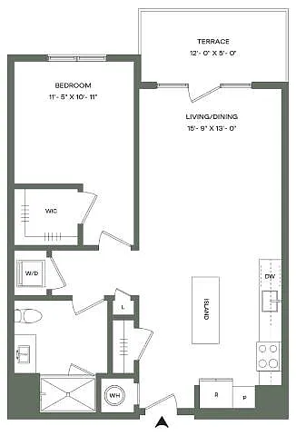 Floor plan 1 Bed 1 Bath-A8-T Mason East