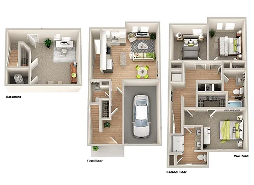 Floor plan TH-H1 w/ Basement Flex Space