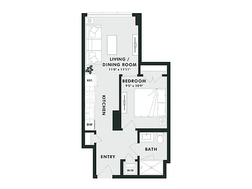 Floor plan A3 | Jr 1 Bed | 1 Bath