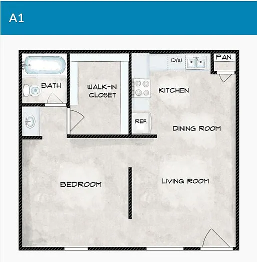 Floor plan 1 Bedroom 1 Bathroom