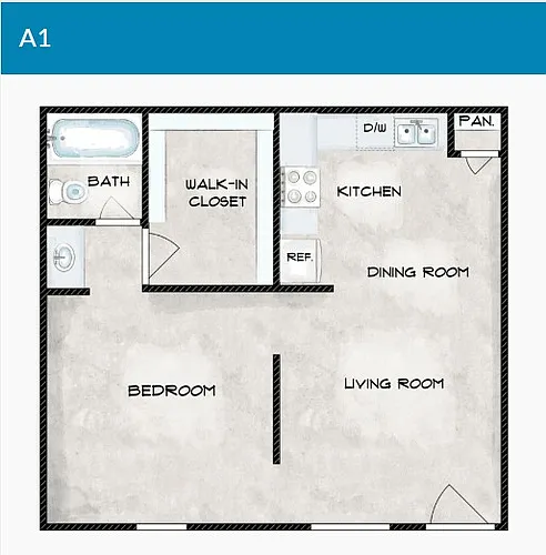 Floor plan 1 Bedroom 1 Bathroom