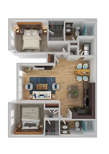 Floor plan B2C - Two Bedroom, Two Bathroom