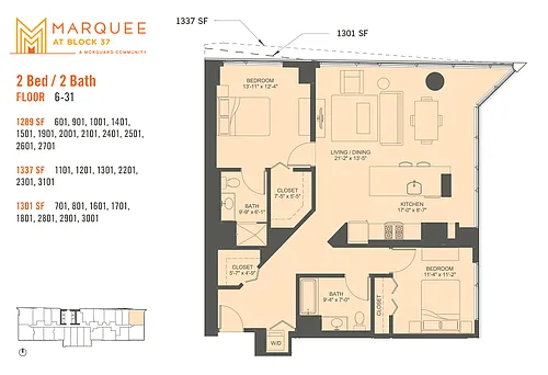 Floor plan 2 Bedroom x 01