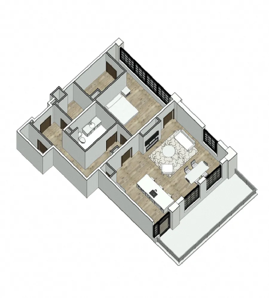 Floor plan 1 Bedroom 1 Bath Floor Plan Type 2