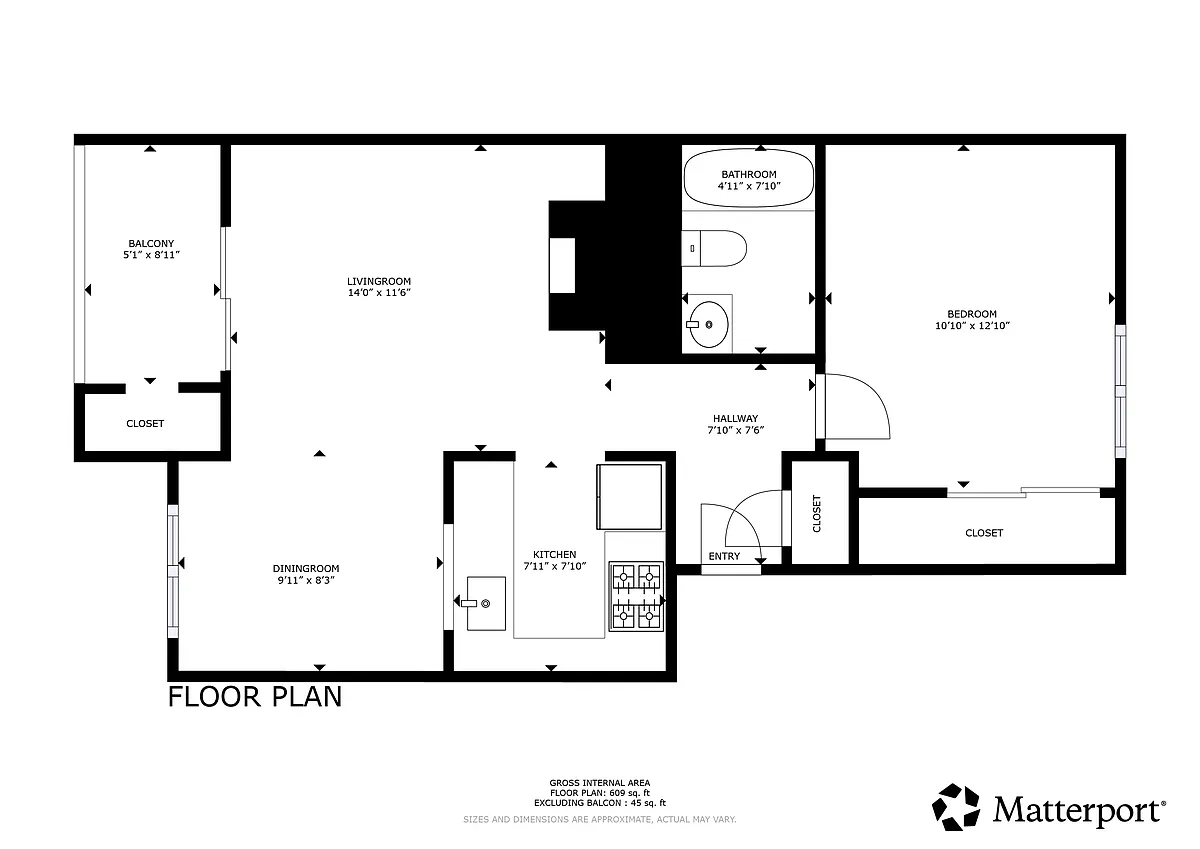 Floor plan 1 Bedroom 1 Bathroom