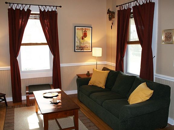 Light, bright living room w/fireplace.