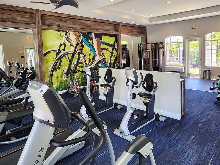 Stay fit and active in our fully equipped fitness center, featuring state-of-the-art exercise equipment and vibrant decor.