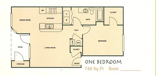 Floor plan 1 Bed 1 Bath