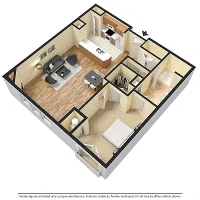Floor plan 1 bedroom 1 bath, 846 sq ft