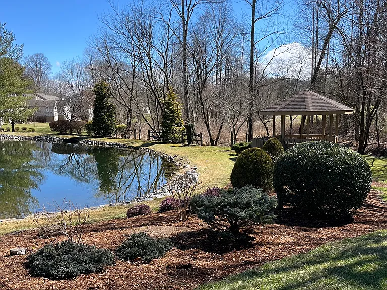 View of the front pond and gazebo.