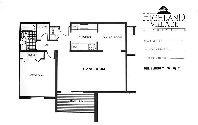 Floor plan One Bedroom 765sqft