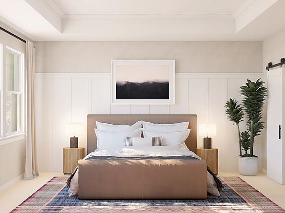 Primary suite with decorative feature wall