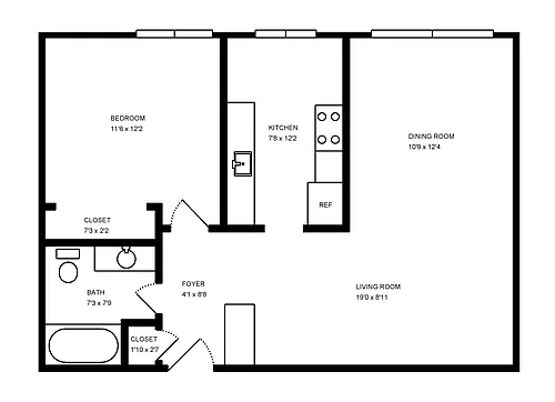 Floor plan 1 Bed 1 Bath