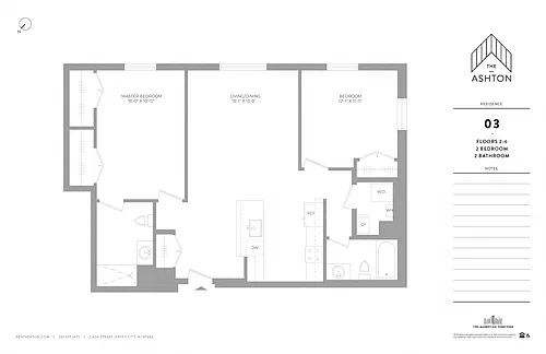 Floor plan Unit 03 Floors 2-6 2b/2b